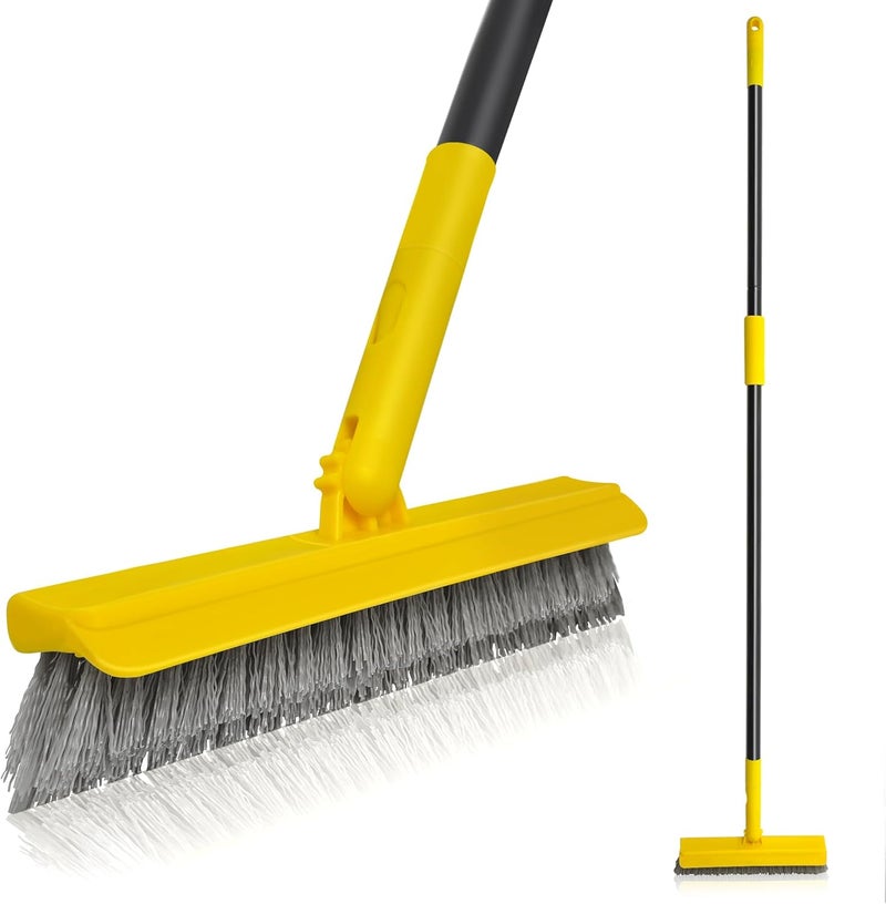 DALIPER 2 in 1 Grout Brush with 49.6" Long Handle, Swivel Grout Cleaning Brush V-Shape Grout Line Scrubber, 180°Rotatable Shower Tile Scrub with Stiff Bristle for Deep Cleaning Shower and Corner - Image 1